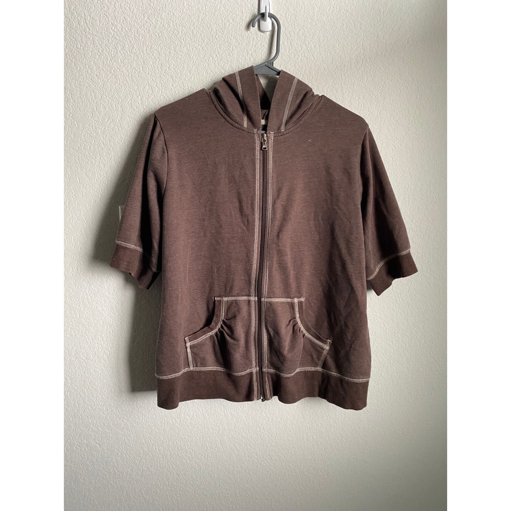 SB Active Men Contrast Stitch Y2K Short Sleeve Zip Hoodie Size XL/XG Gorpcore